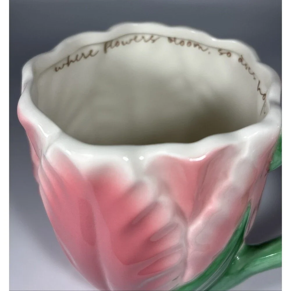 Williams-Sonoma Pink Tulip Flower 16 oz Coffee Tea Mug GUC